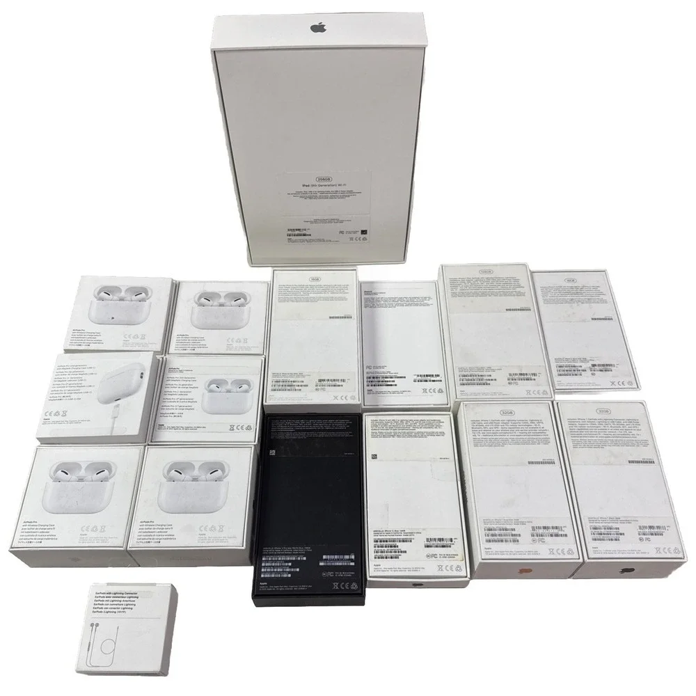 16 Empty Apple Boxes Lot Ipad iPhones AirPods Lightening Connector Headphones 2i